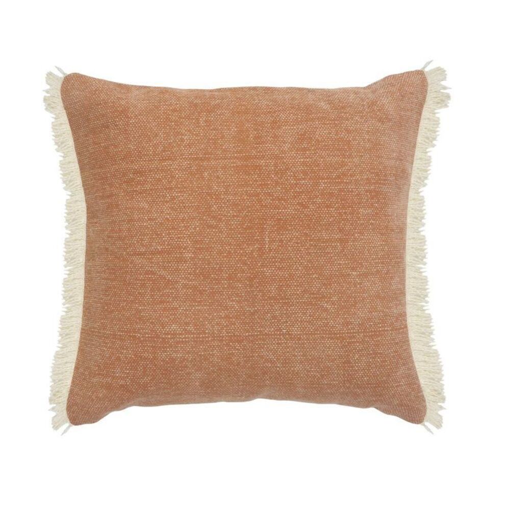 LR Home Caramel Coated Fringed Throw Pillow